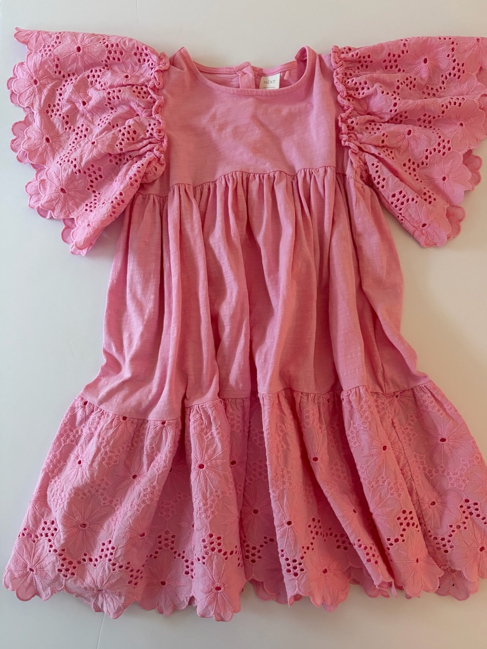 next Pink Eyelet Flutter-Sleeve Dress